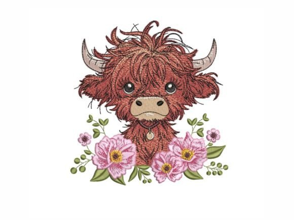 Baby Highland Cow with Flowers: A Designer Review