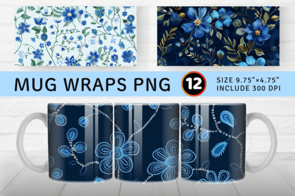 Blue Embroidery Flowers Mug Wrap Review