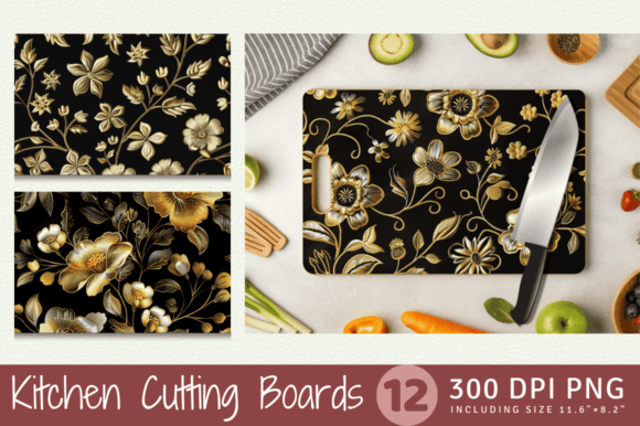 Gold Flowers Embroidery Cutting Boards S Review