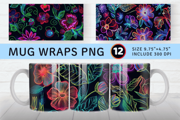 Neon Embroidery Flowers Mug Wrap Review
