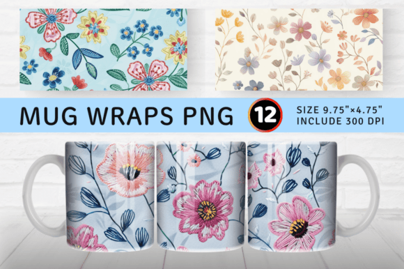 Pastel Embroidery Flowers Mug Wrap Review