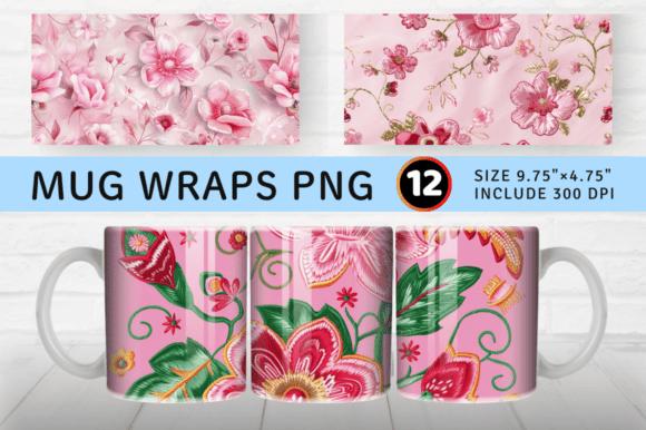 Pink Embroidery Flowers Mug Wrap Sublima Review