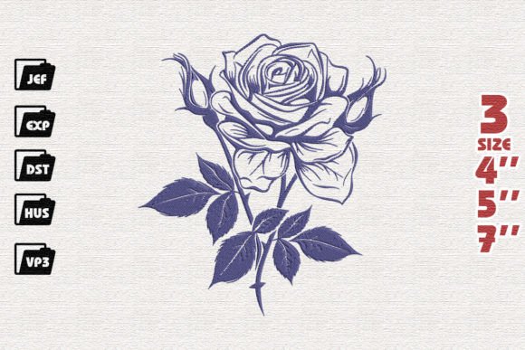 Rose, Flower Embroidery for Boutique Apparel