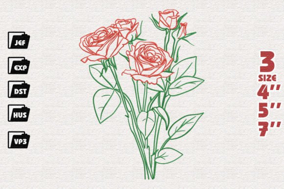 Roses Bouquet: Elegant Embroidery for Craft Fairs