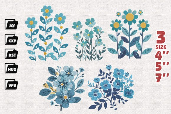 Set of 5 Turquoise Flowers: Seasonal Design Review
